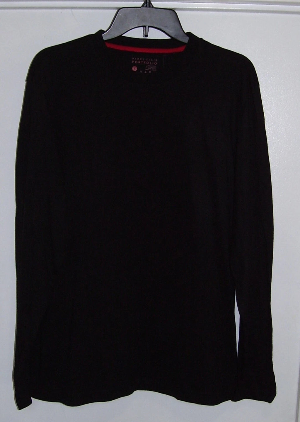 Perry Ellis Portfolio 2 Pc Black LS Shirt Flannel Buffalo Plaid Pants Pajamas L