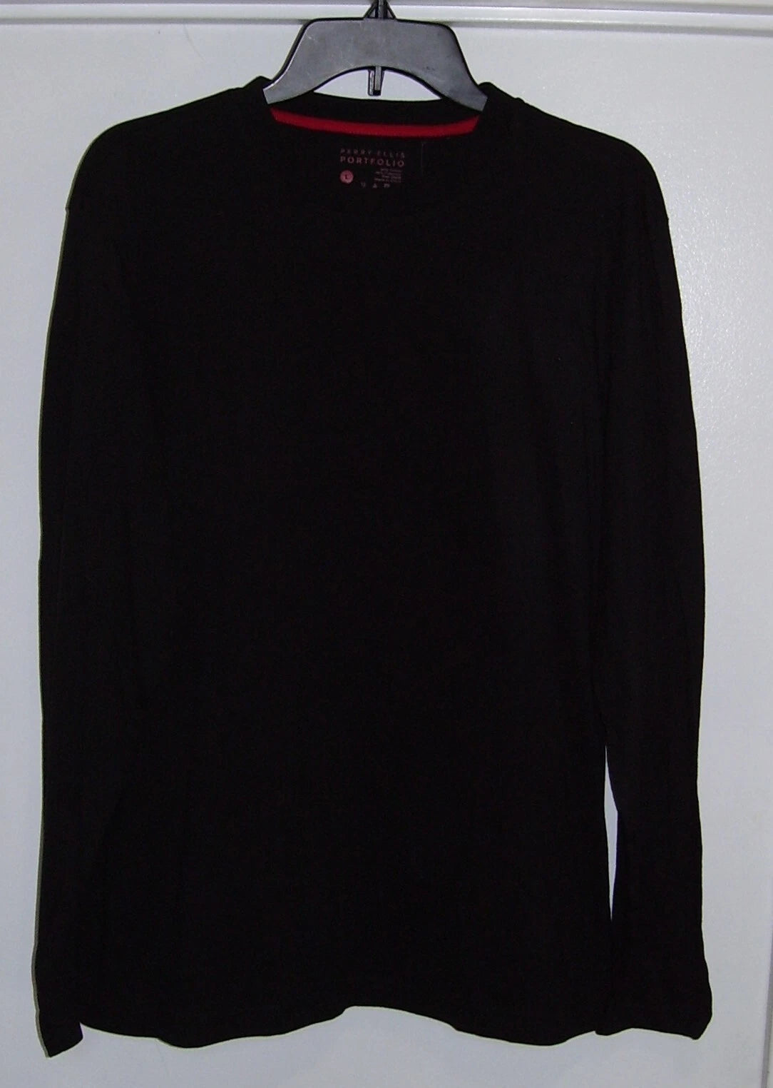 Perry Ellis Portfolio 2 Pc Black LS Shirt Flannel Buffalo Plaid Pants Pajamas L