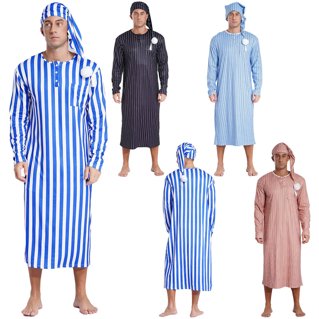 Mens Nightwear Sleeping Pajamas Halloween Nightgowns Arab With Hat Outfits Up