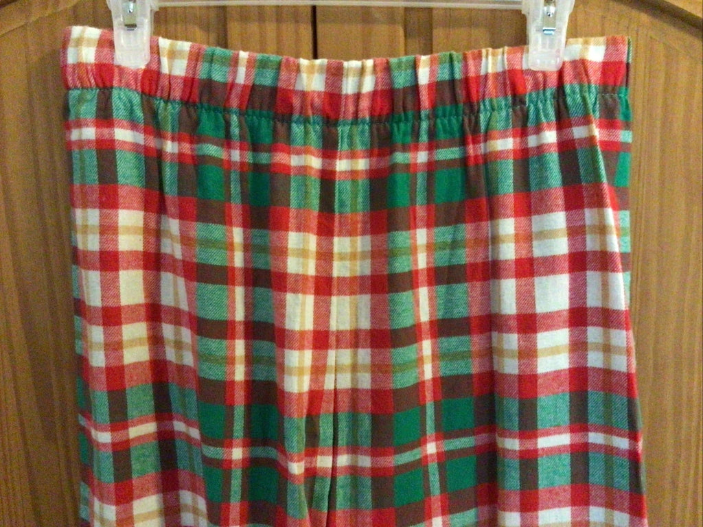 Jammies Families Mens Size L Pajama Set Red Green Plaid Flannel Pants Knit Top