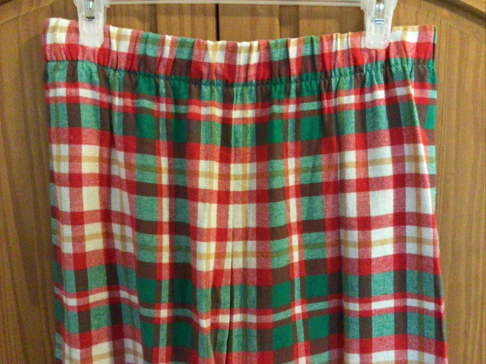 Jammies Families Mens Size L Pajama Set Red Green Plaid Flannel Pants Knit Top