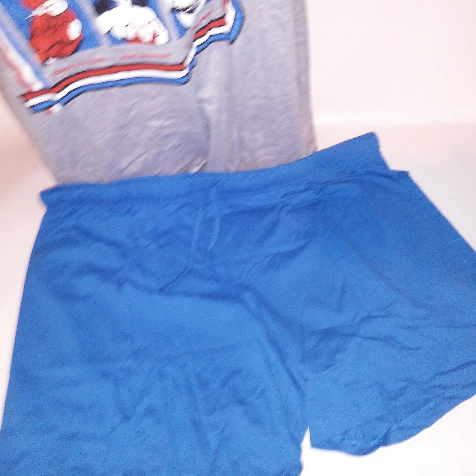 Justice League Pajama Set Top & Bottom Mens Blue Gray Graphic Tee Short Sleeve