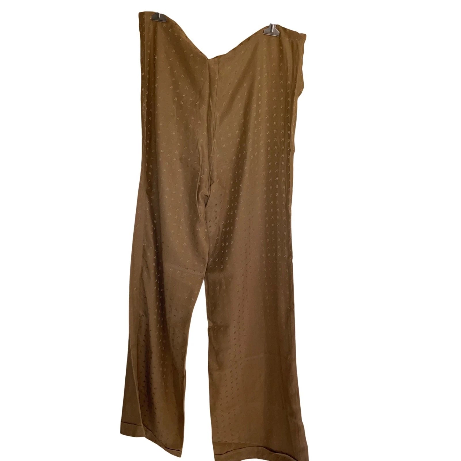 Vintage Mens Pajama Set Size 48 Tan 3 Piece Pockets Belted Pure Silk Italy