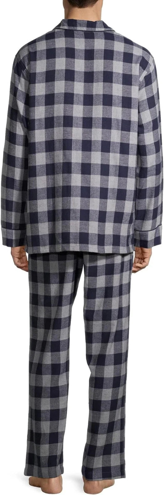 Hanes Men's 2-Piece 100% Cotton Flannel Pajama Set - Navy Buffalo Plaid