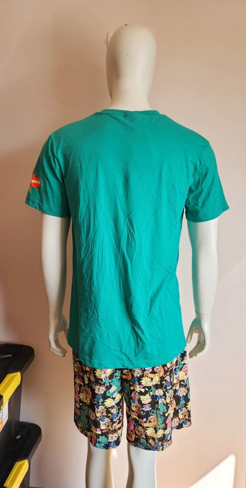 Nickelodeon Mens Old School 90s Cartoons Printed 2 Piece Pyjama Set Size L New