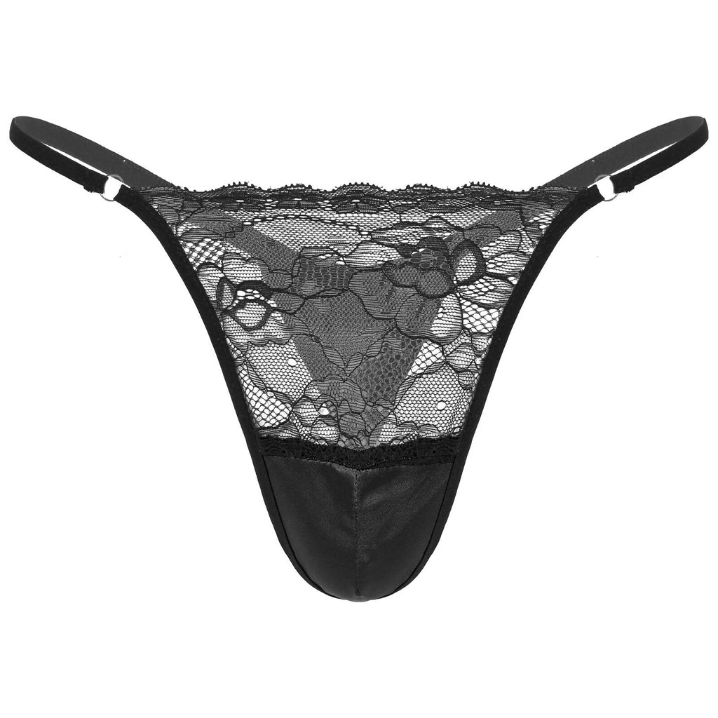 Man Nightwear See Through Set Gay Crossdress Transparent Lingerie Silky Satin