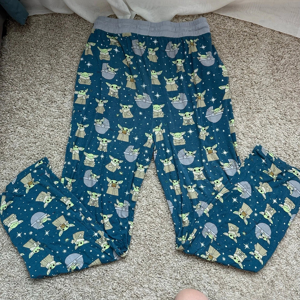 Little Sleepies Mens Adult Medium Grogu Star Wars Pajama Set Preowned