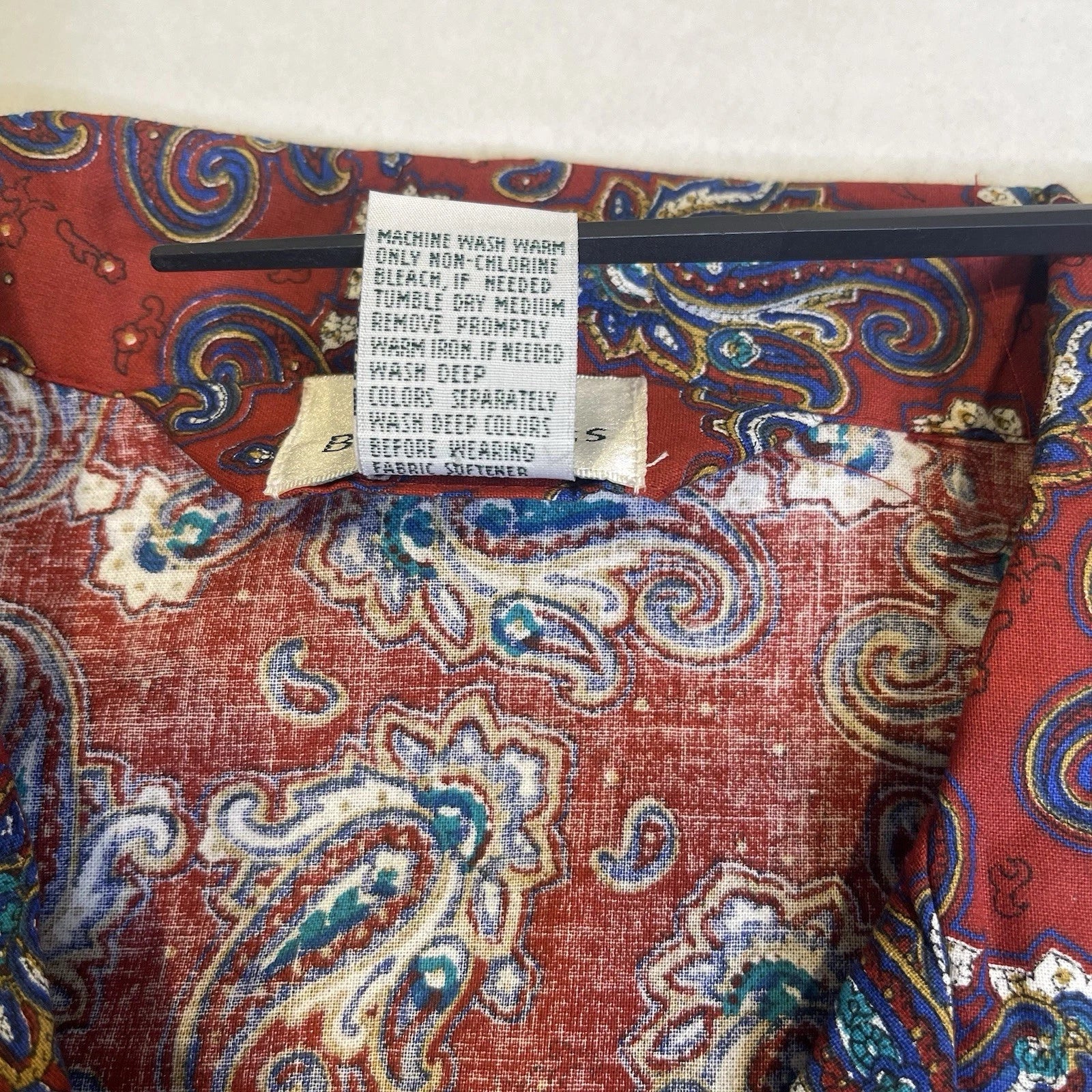 Bill Blass Men’s Pajama Set 2 Piece Paisley Print Blue Red Large 100% Cotton