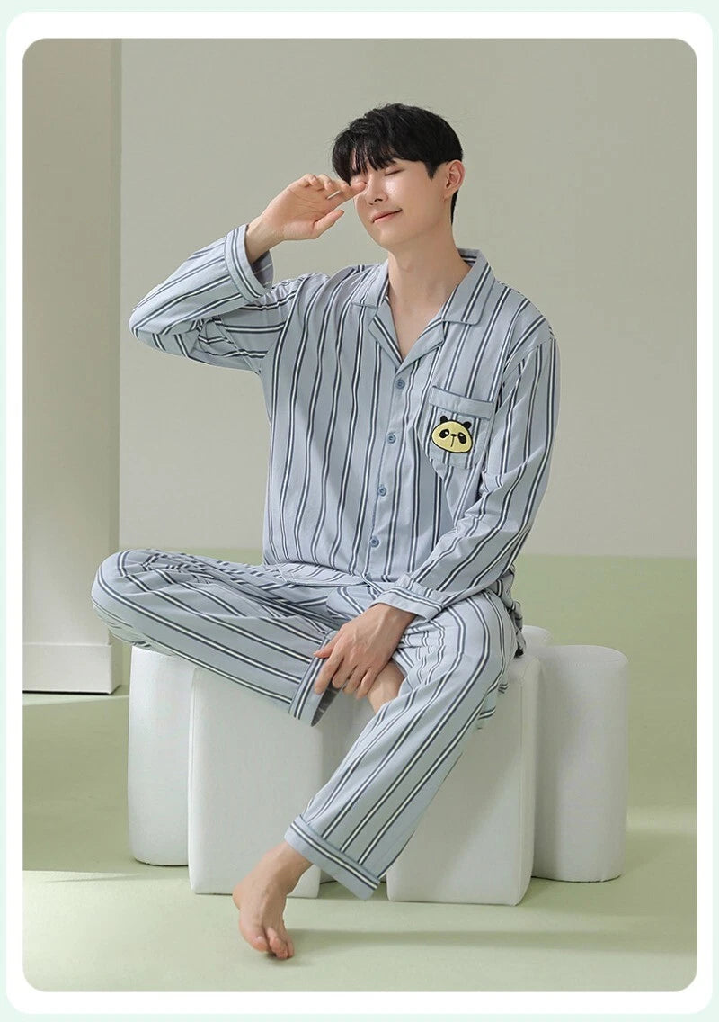 Fashion New Men's Striped Sleepwear Antibacterial Comfortable Fashion Pajama Set