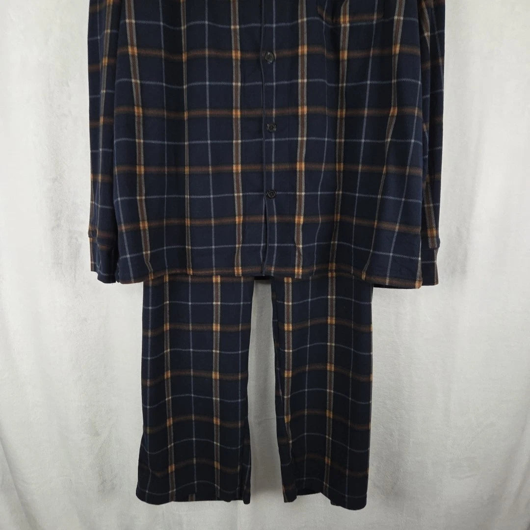 Cuddl Duds Men's Cozy Lodge Fleece Pajama Set Size 2XL Blue Plaid NWT