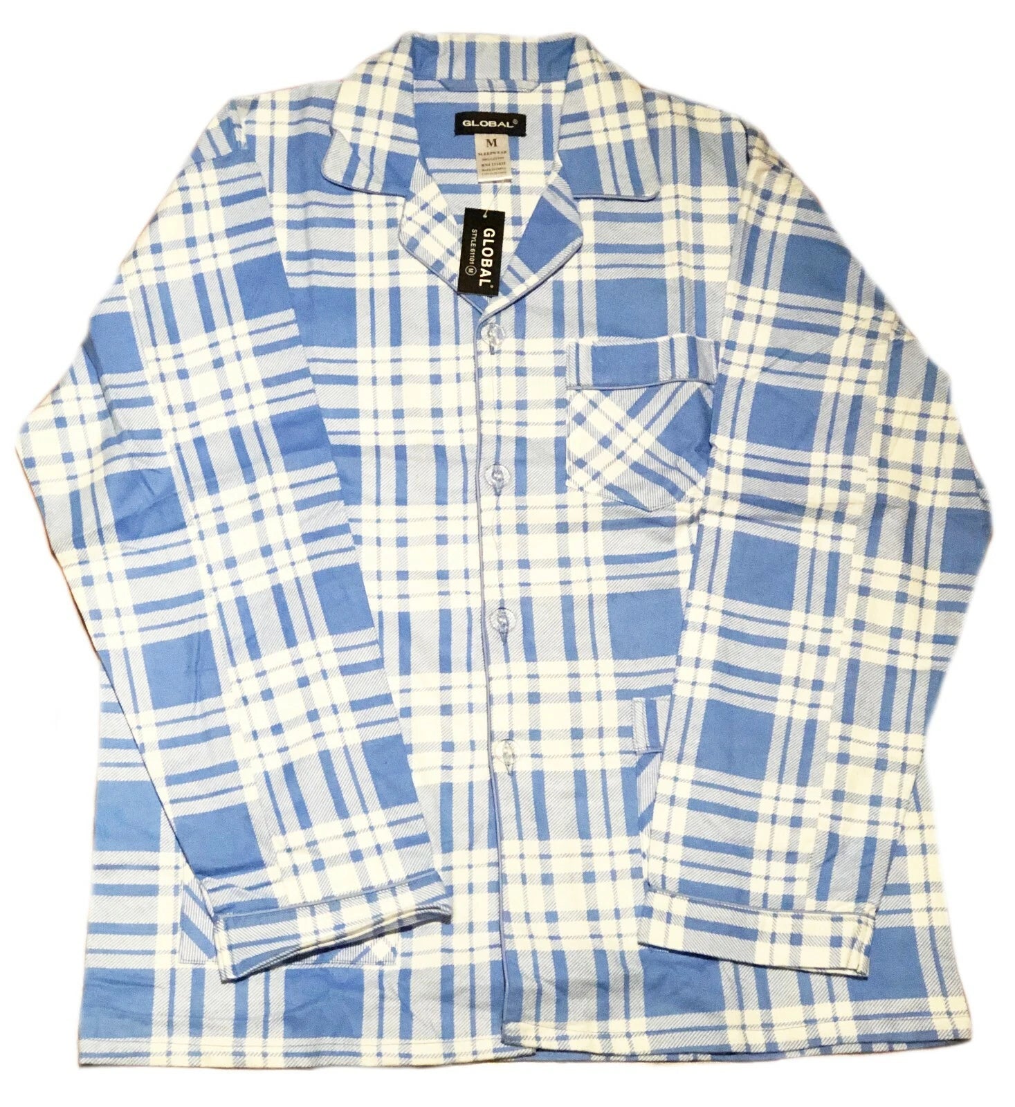 Men's Long Sleeve Pajama Lounge Set Comfortable PJ's Soft Fleece Plaid Sleepwear