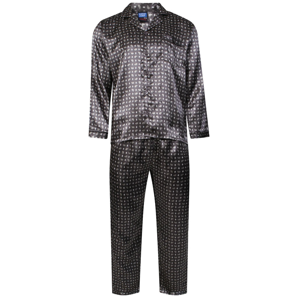 Men's Luxury Silky Satin Printed Pyjama Sets  Kimono Gown Size M up to 2XL Gift