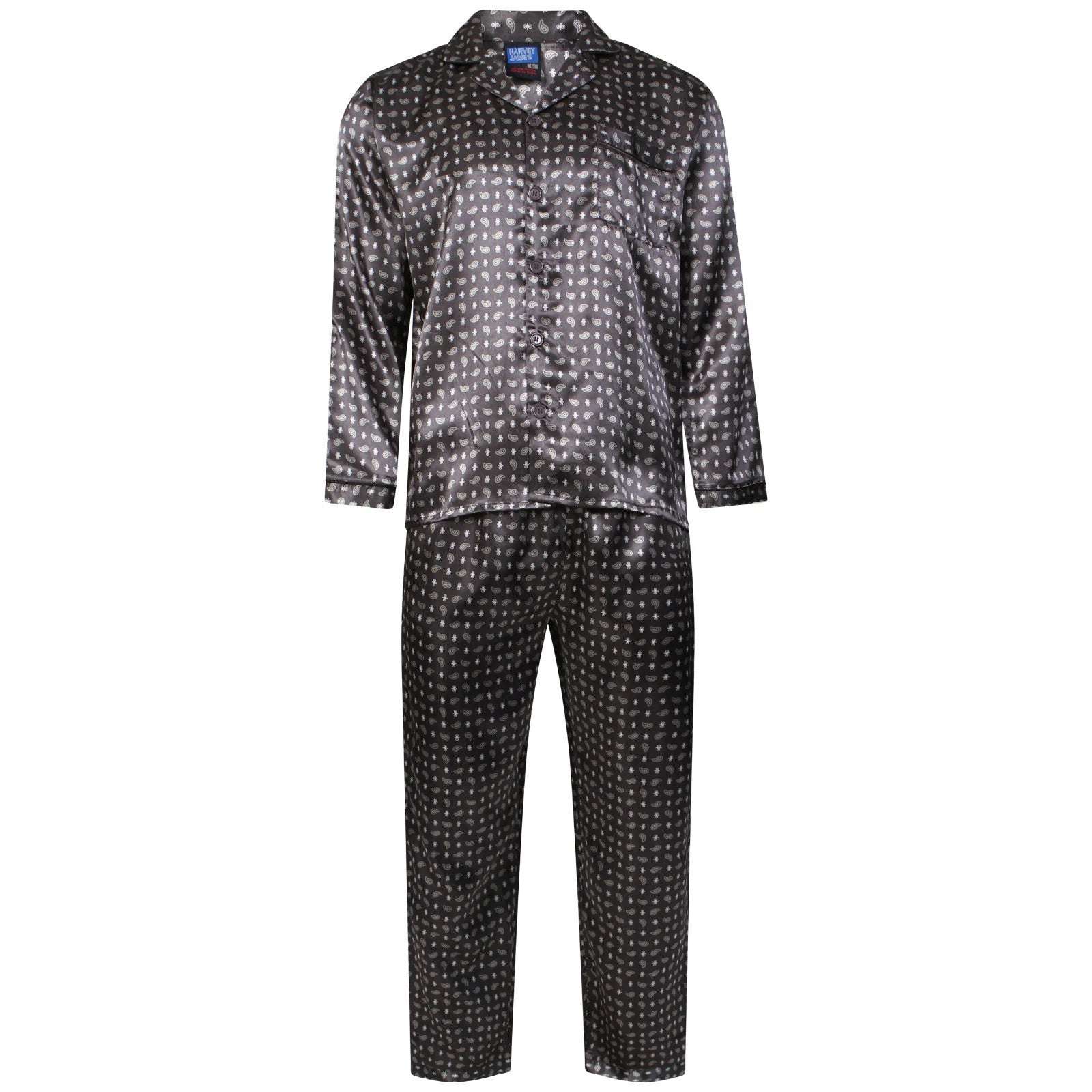 Men's Luxury Silky Satin Printed Pyjama Sets  Kimono Gown Size M up to 2XL Gift