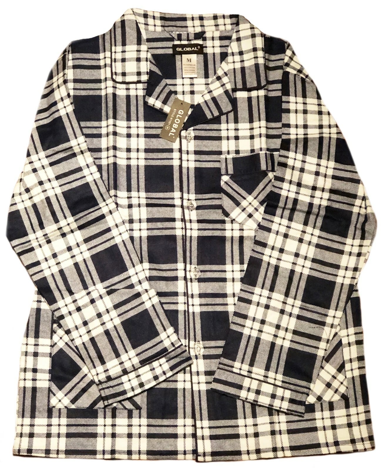 Men's Long Sleeve Pajama Lounge Set Comfortable PJ's Soft Fleece Plaid Sleepwear