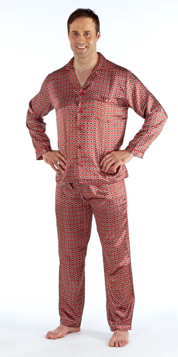 Men's Luxury Silky Satin Printed Pyjama Sets  Kimono Gown Size M up to 2XL Gift