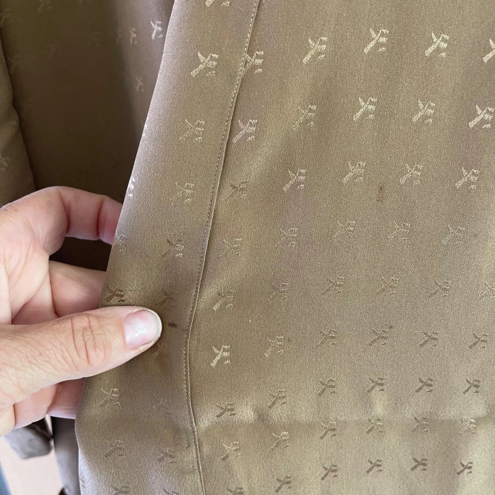 Vintage Mens Pajama Set Size 48 Tan 3 Piece Pockets Belted Pure Silk Italy