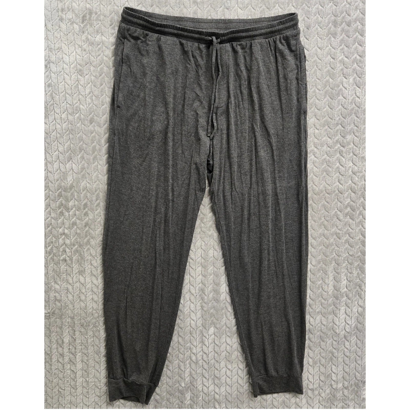 Eberjey Henry Mens Gray Modal Blend Lounge Pajama Set Henley Long Sleeve Medium