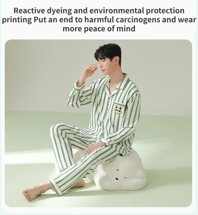 Fashion New Men's Striped Sleepwear Antibacterial Comfortable Fashion Pajama Set