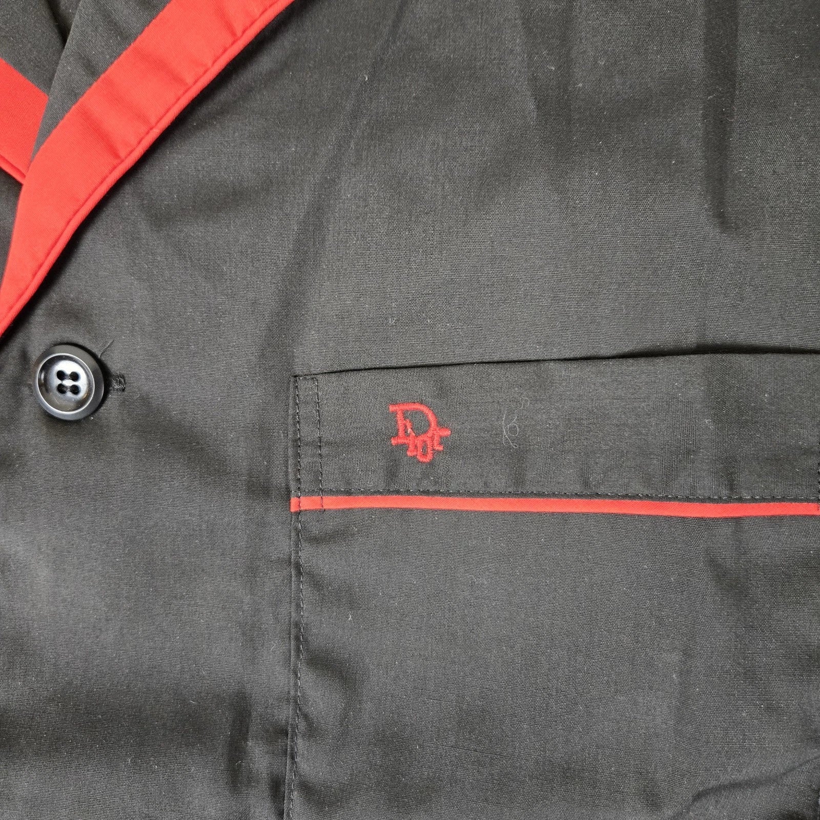 CHRISTIAN DIOR Monsieur Pajama Set Mens Medium Black Red Pants & Shirt VTG 80s
