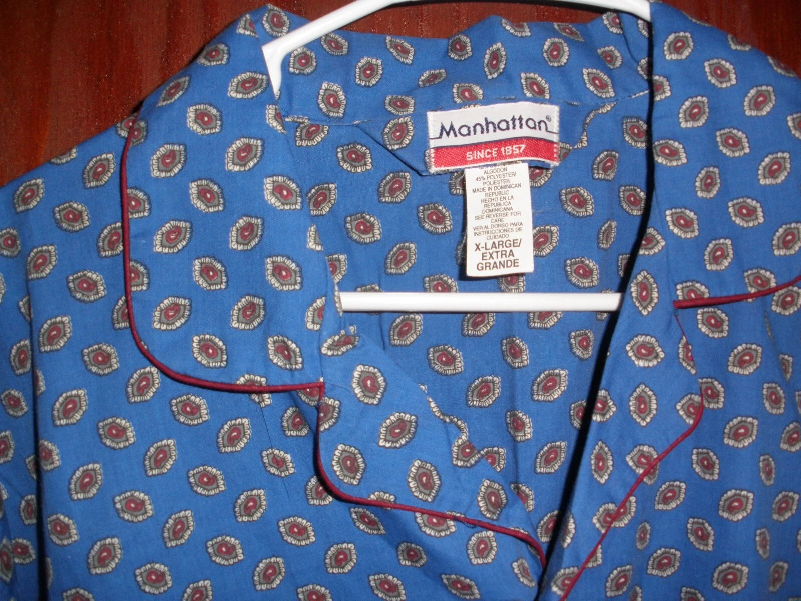 Manhattan Blue Foulard Print Pajamas Pajama Set XL