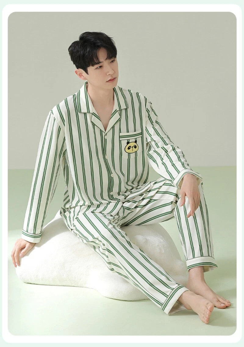 Fashion New Men's Striped Sleepwear Antibacterial Comfortable Fashion Pajama Set
