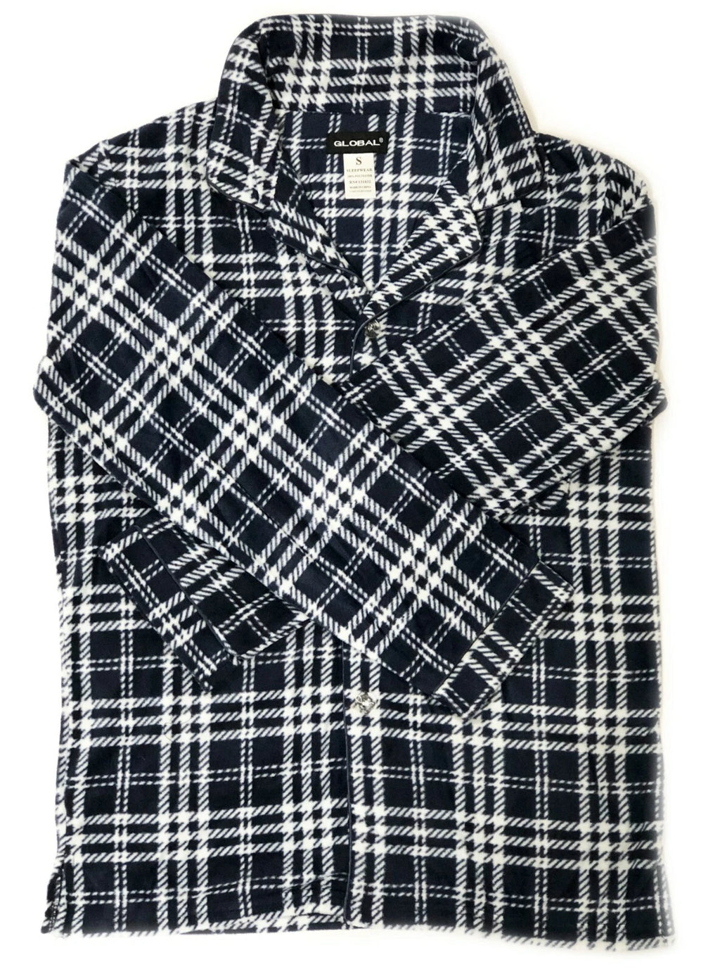 Men's Long Sleeve Pajama Lounge Set Comfortable PJ's Soft Fleece Plaid Sleepwear