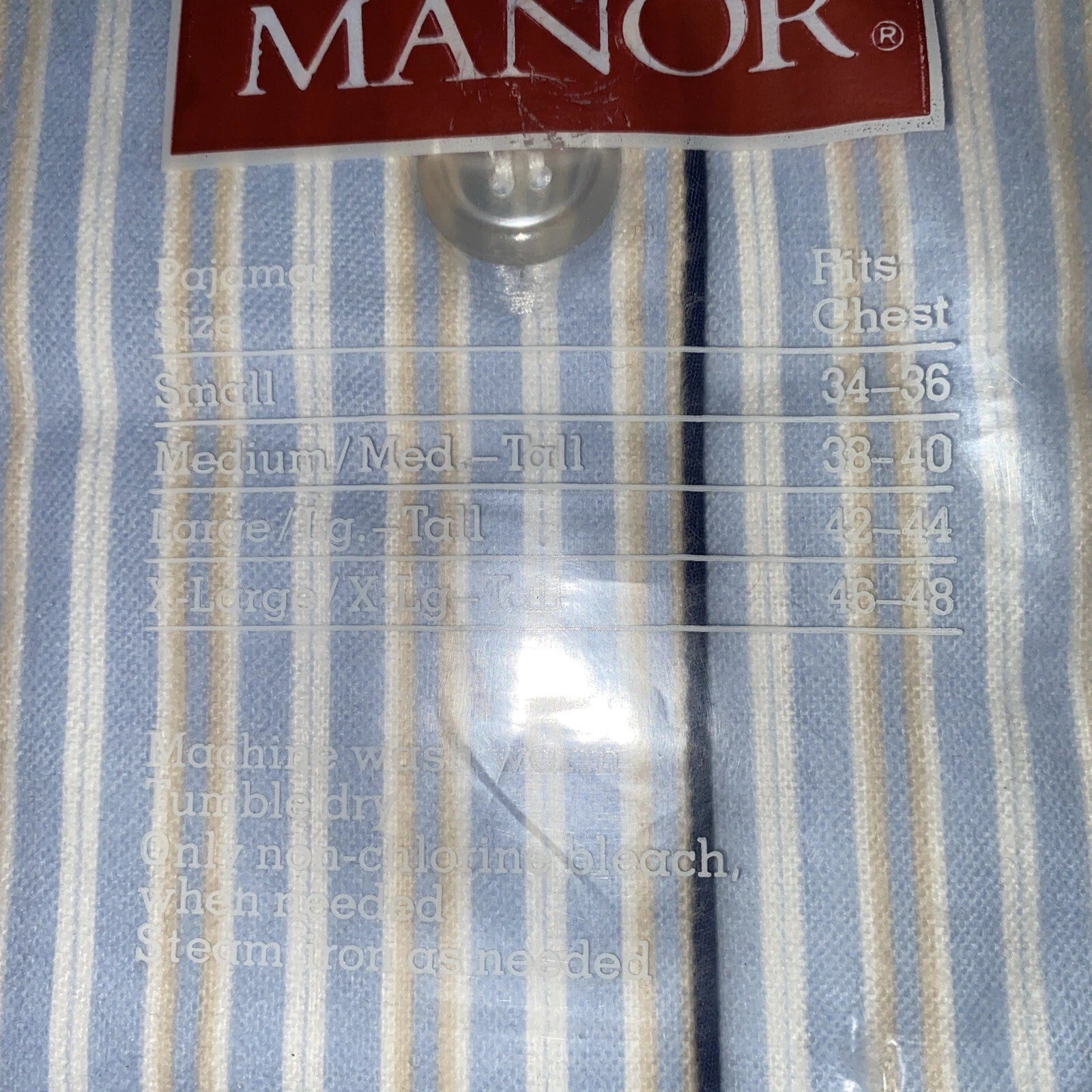 NIB AUSTIN MANOR Mens Blue/brown Striped Cotton Pajamas Long Sleeve & Leg Mens M