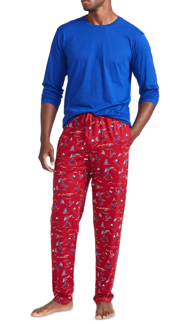 POLO RALPH LAUREN Men's Solid Long-Sleeve T-Shirt & Printed Pajama Pant 2-Pc Set