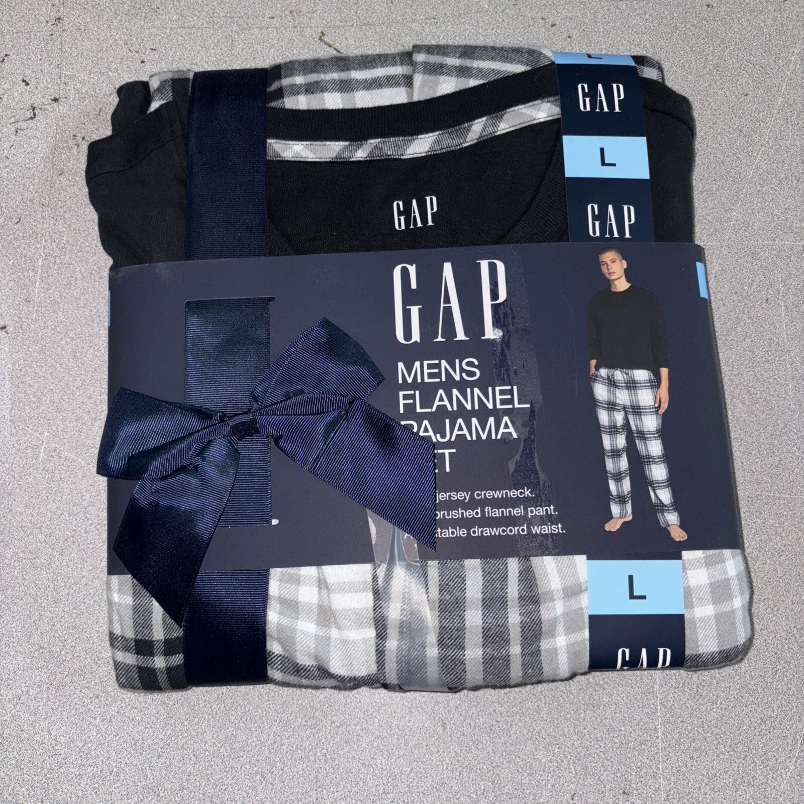 Gap Men's Flannel Pajama Set Size Large True Black Plaid
