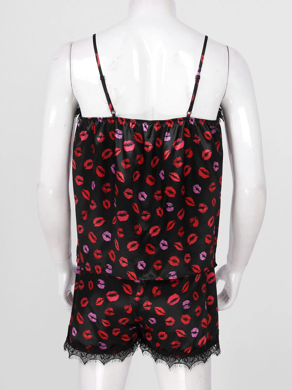 Mens Satin Pajamas Set Sleeveless Tank Top with Shorts Sleepwear Nightwear