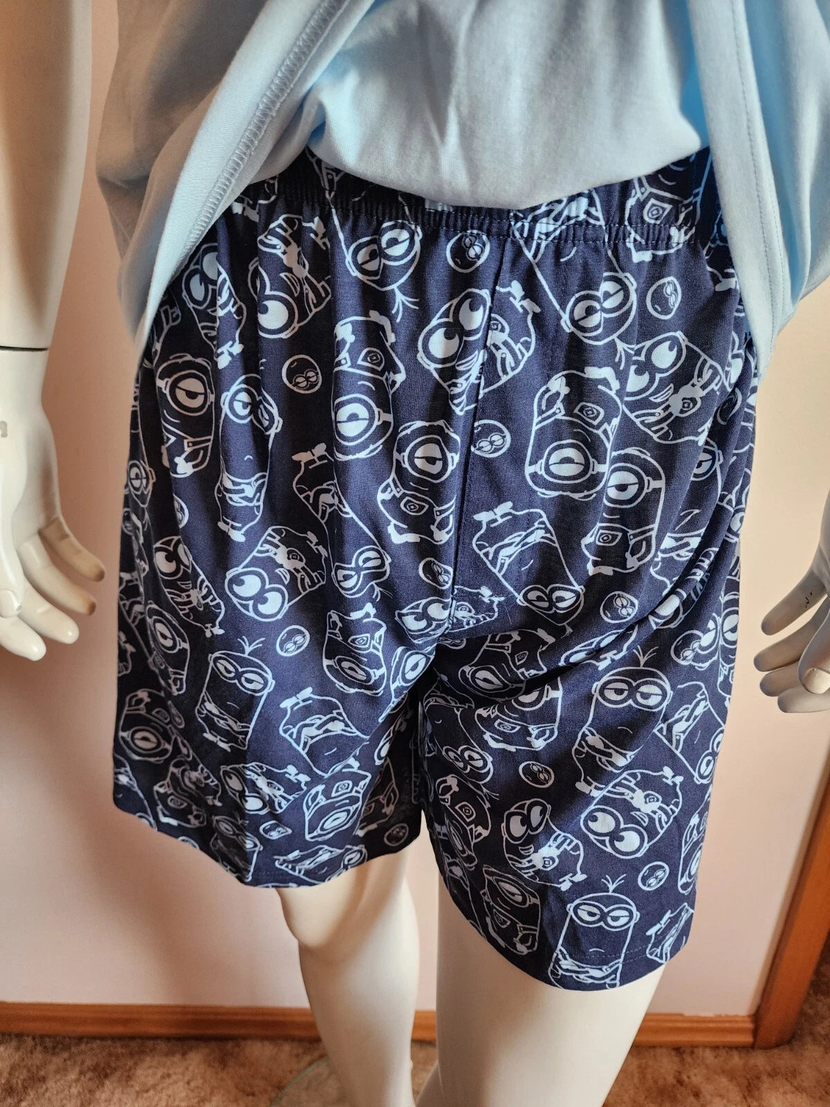 Minions Mens Chill Out Blue Printed 2 Piece Short Sleeve Pyjama Set Size L New