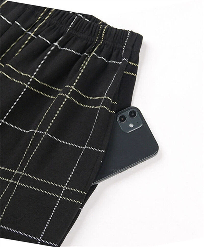 Men's t Pajamas Sets Men Plaid Pants Pure Cotton Male Sleepwear 4XL Nightwear