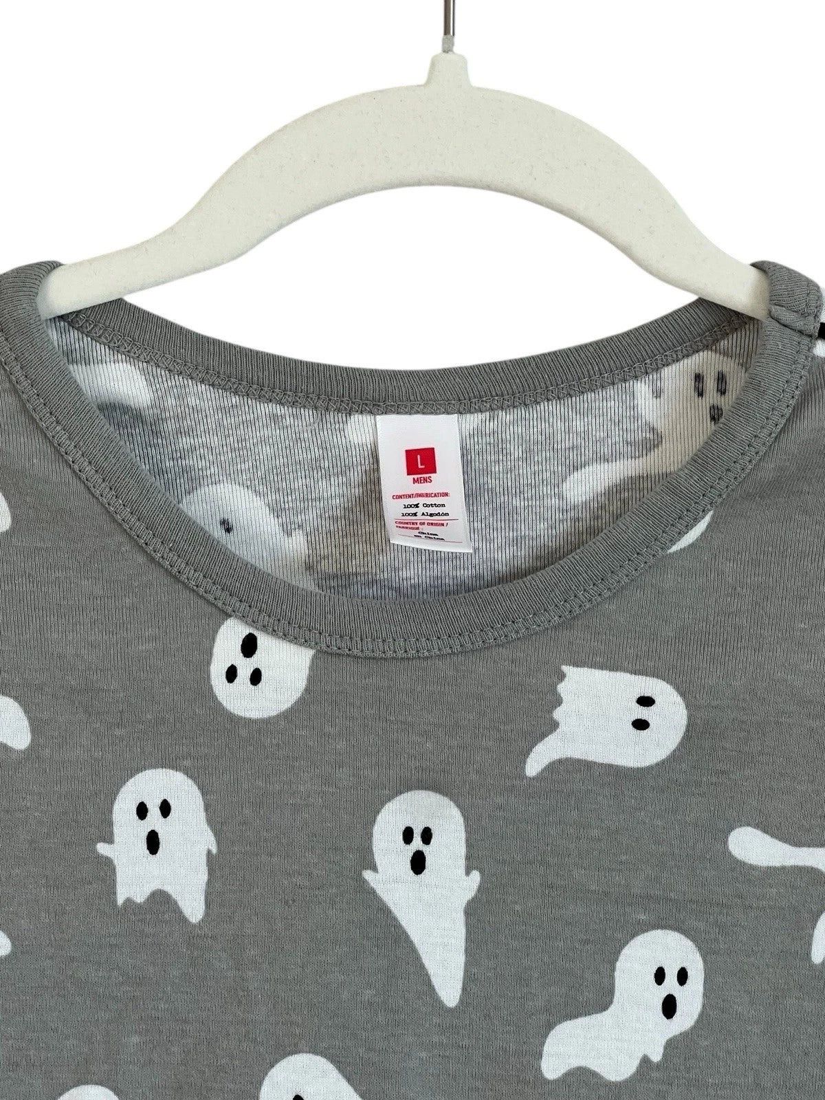 Men’s Large Ghost 2 Pajama Set 100% Cotton Gray Size Large Soft  Halloween