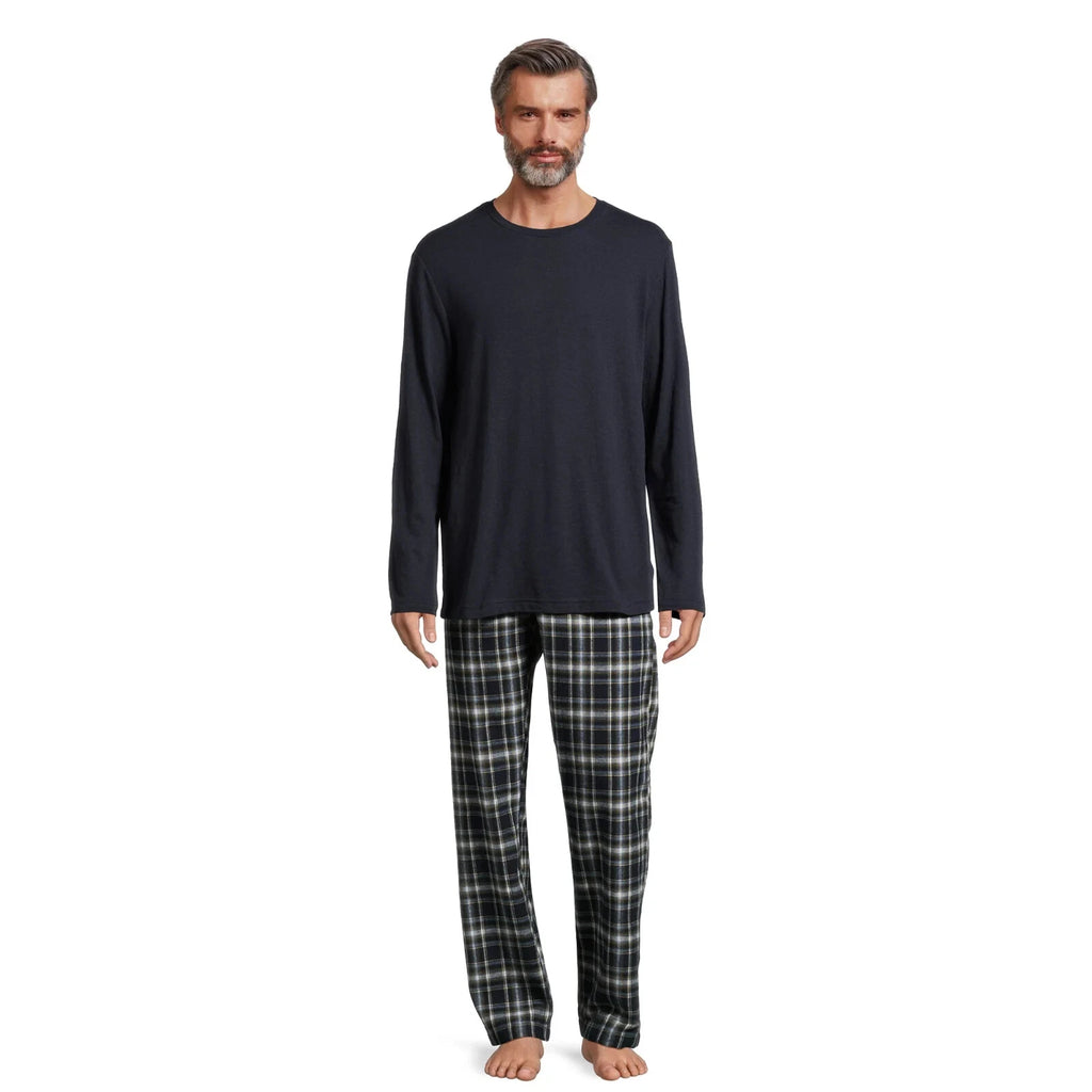 HANES Men’s Knit Top And Ultra Soft Flannel Sleep Pants 2-Piece Set, Sizes: S, L