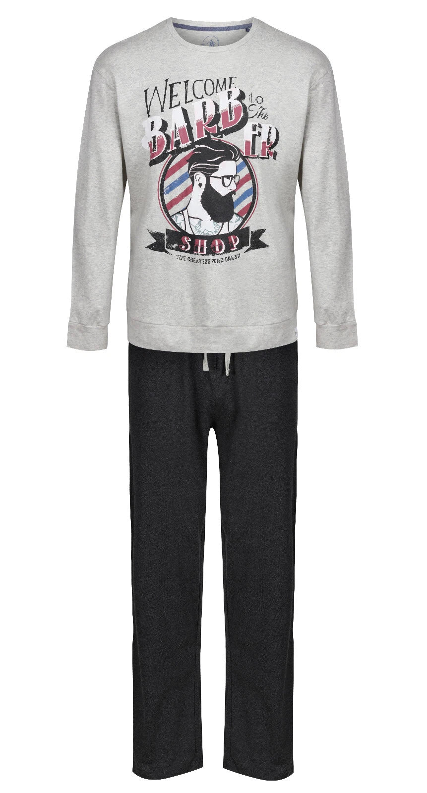 MENS PYJAMAS BARBER SHOP LONG SLEEVE LONG NIGHT WEAR SET S M L XL XXL XXXL NEW