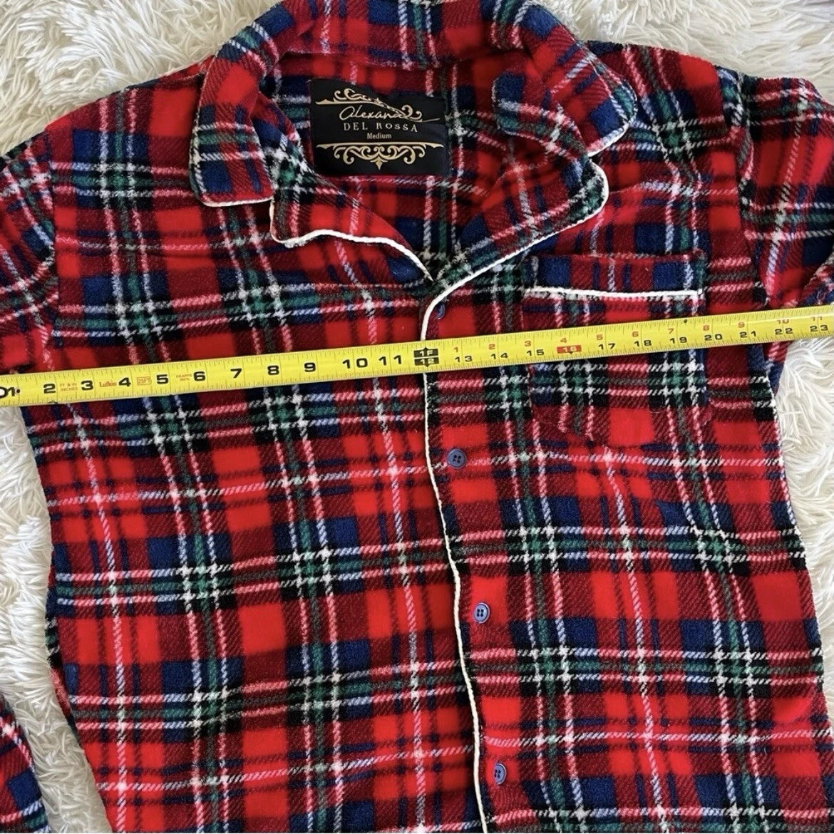 Alexander Del Rossa Pajamas Medium Men's  Plaid Red Unisex Fleece 2-piece