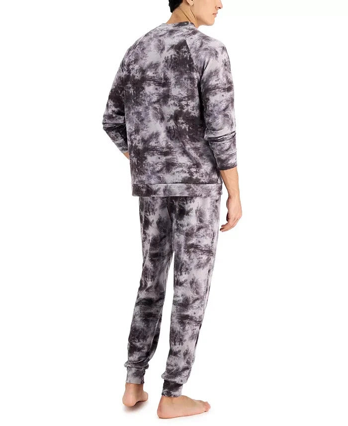 FAMILY PAJAMAS Matching Men's Tie-Dyed Pajama Set Black/ White Size XL