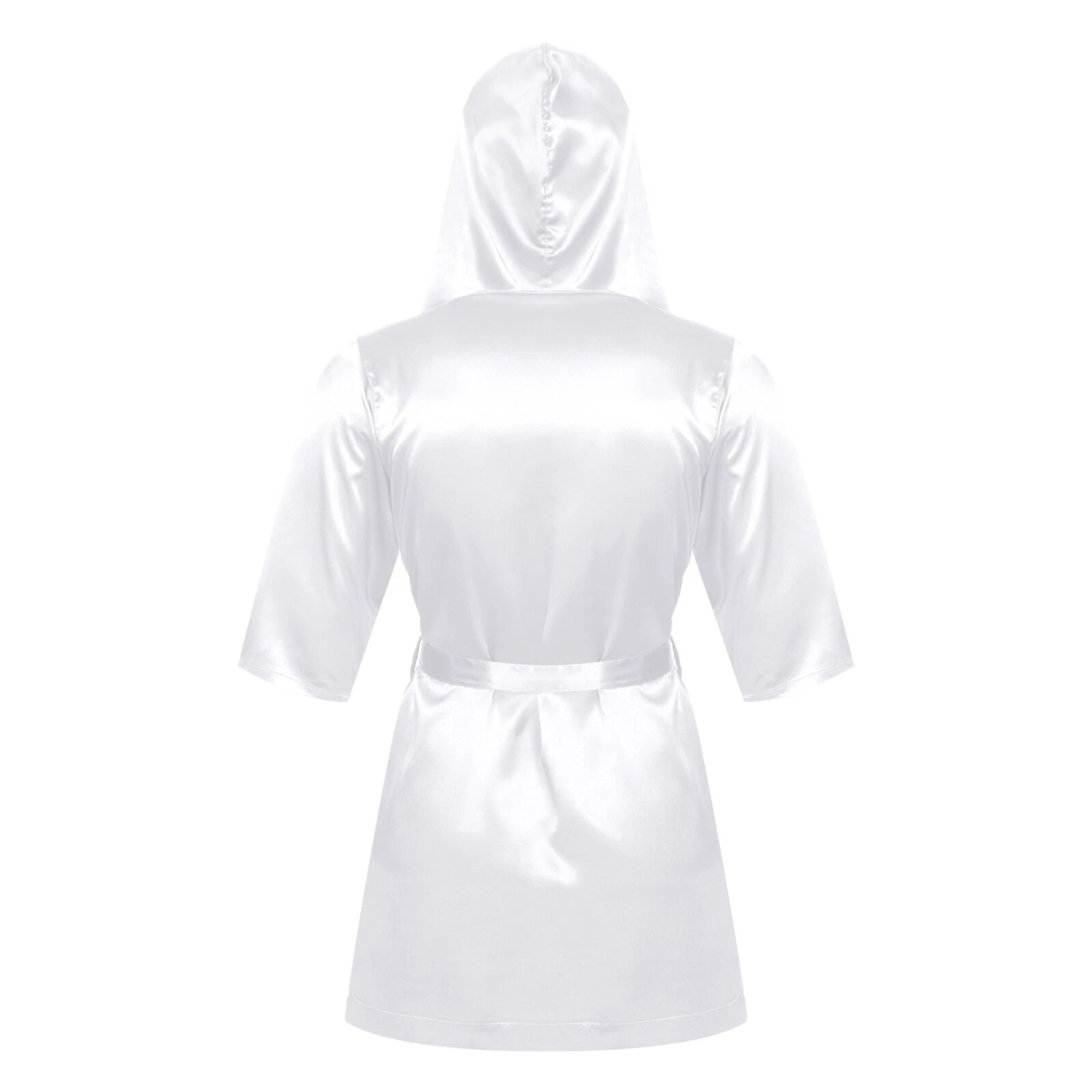 Men's Silk Satin Pajamas Hooded Bathrobe with Belted Set Bath Robe Sleepwear