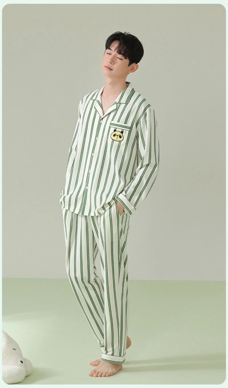 Fashion New Men's Striped Sleepwear Antibacterial Comfortable Fashion Pajama Set