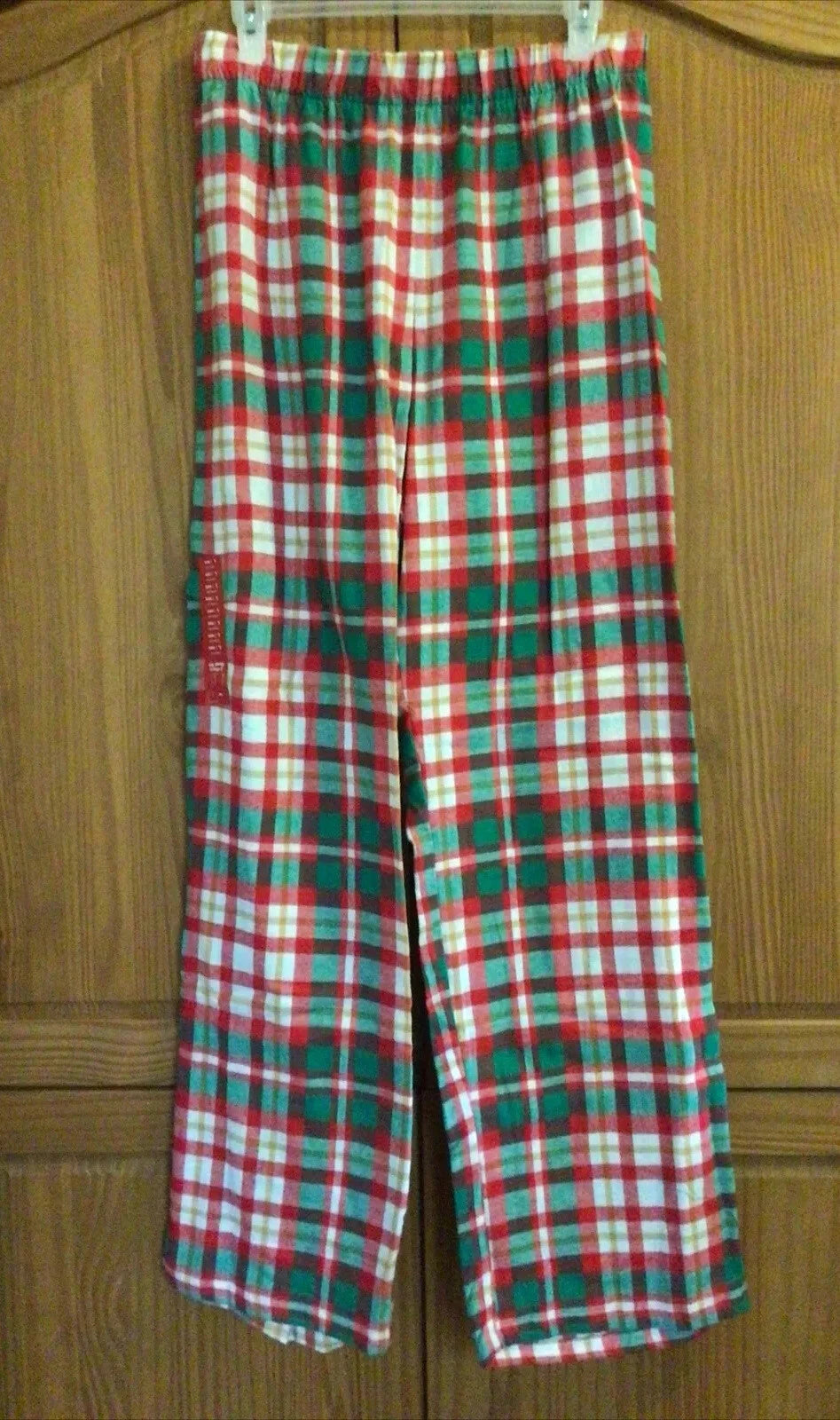 Jammies Families Mens Size L Pajama Set Red Green Plaid Flannel Pants Knit Top