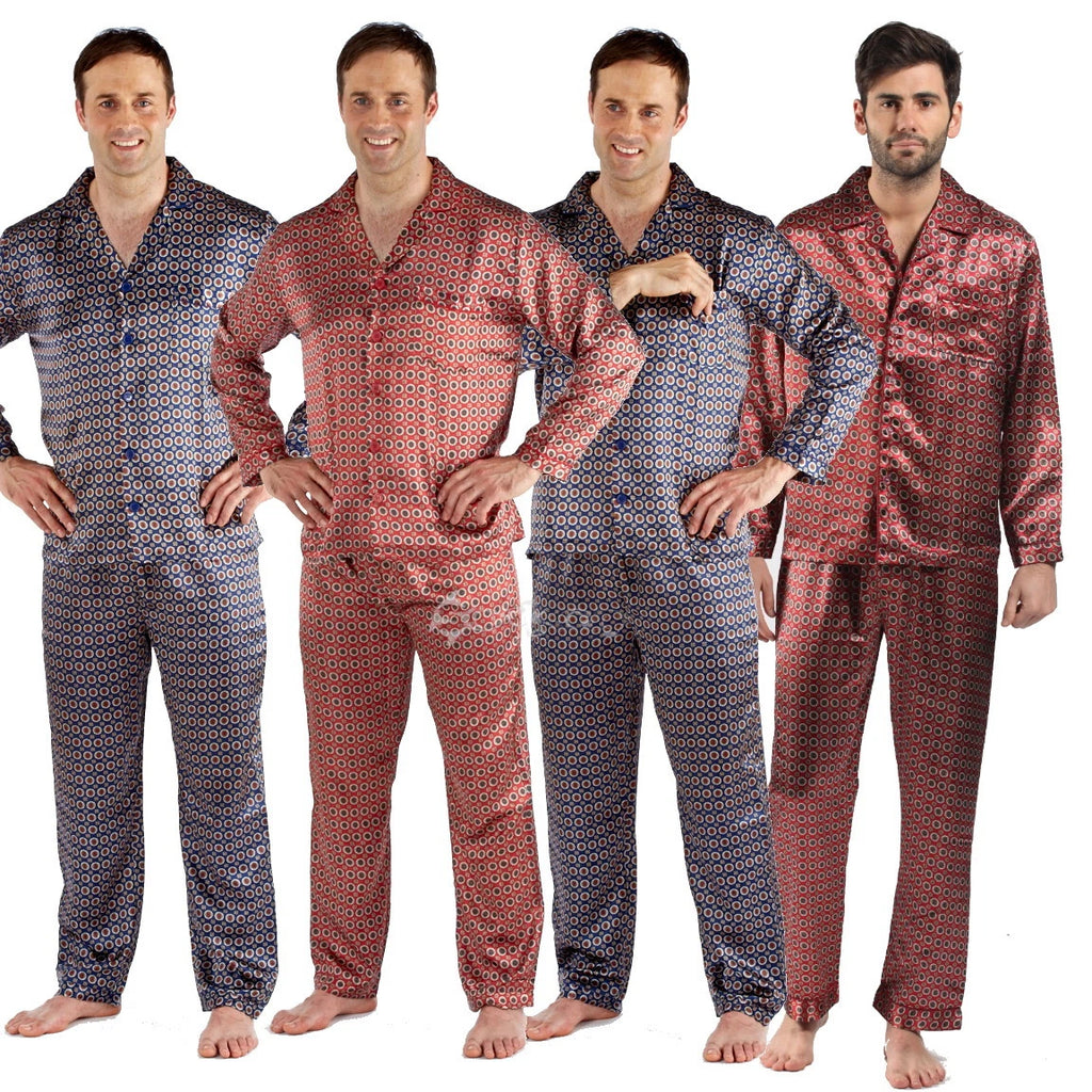 Men's Luxury Silky Satin Printed Pyjama Sets  Kimono Gown Size M up to 2XL Gift
