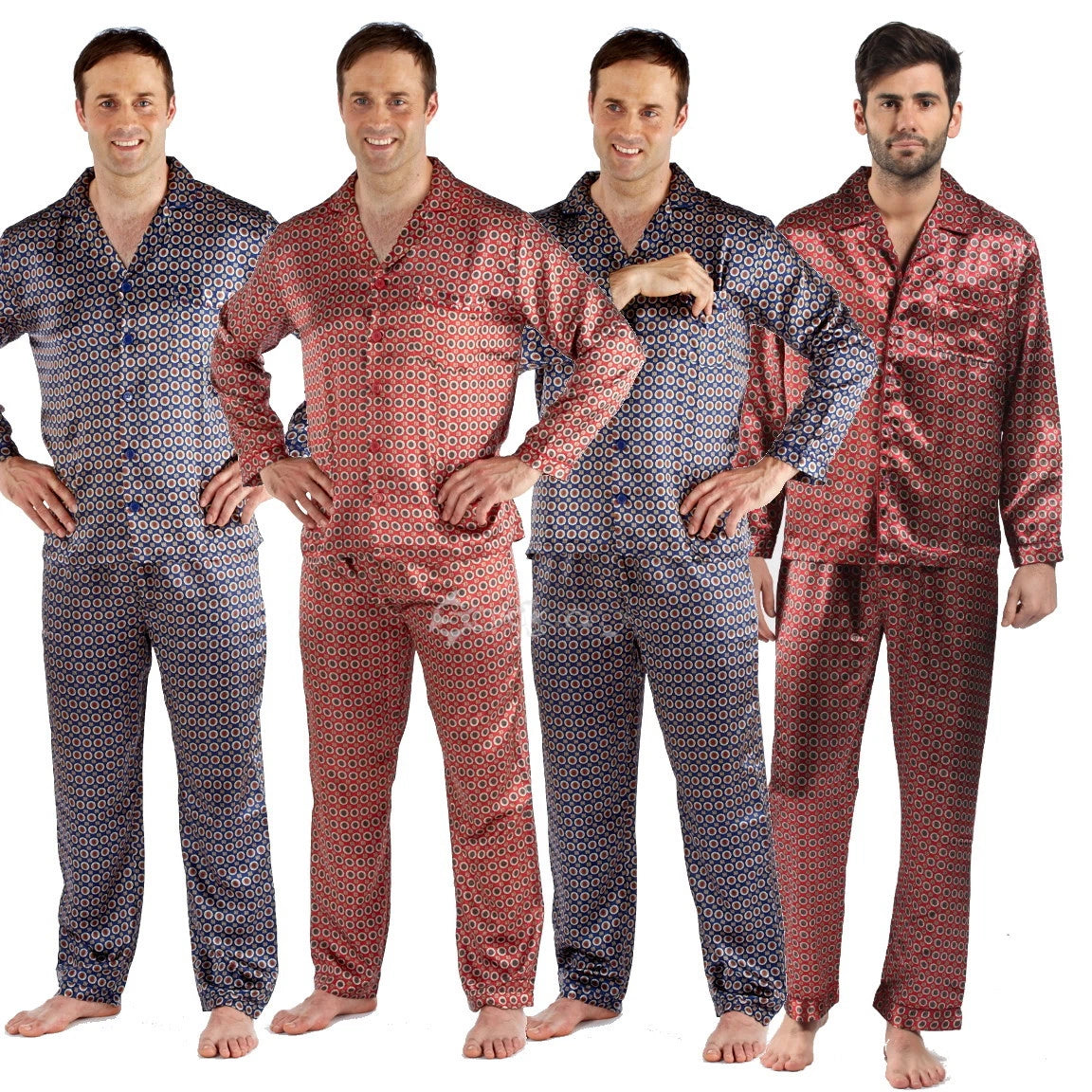 Men's Luxury Silky Satin Printed Pyjama Sets  Kimono Gown Size M up to 2XL Gift