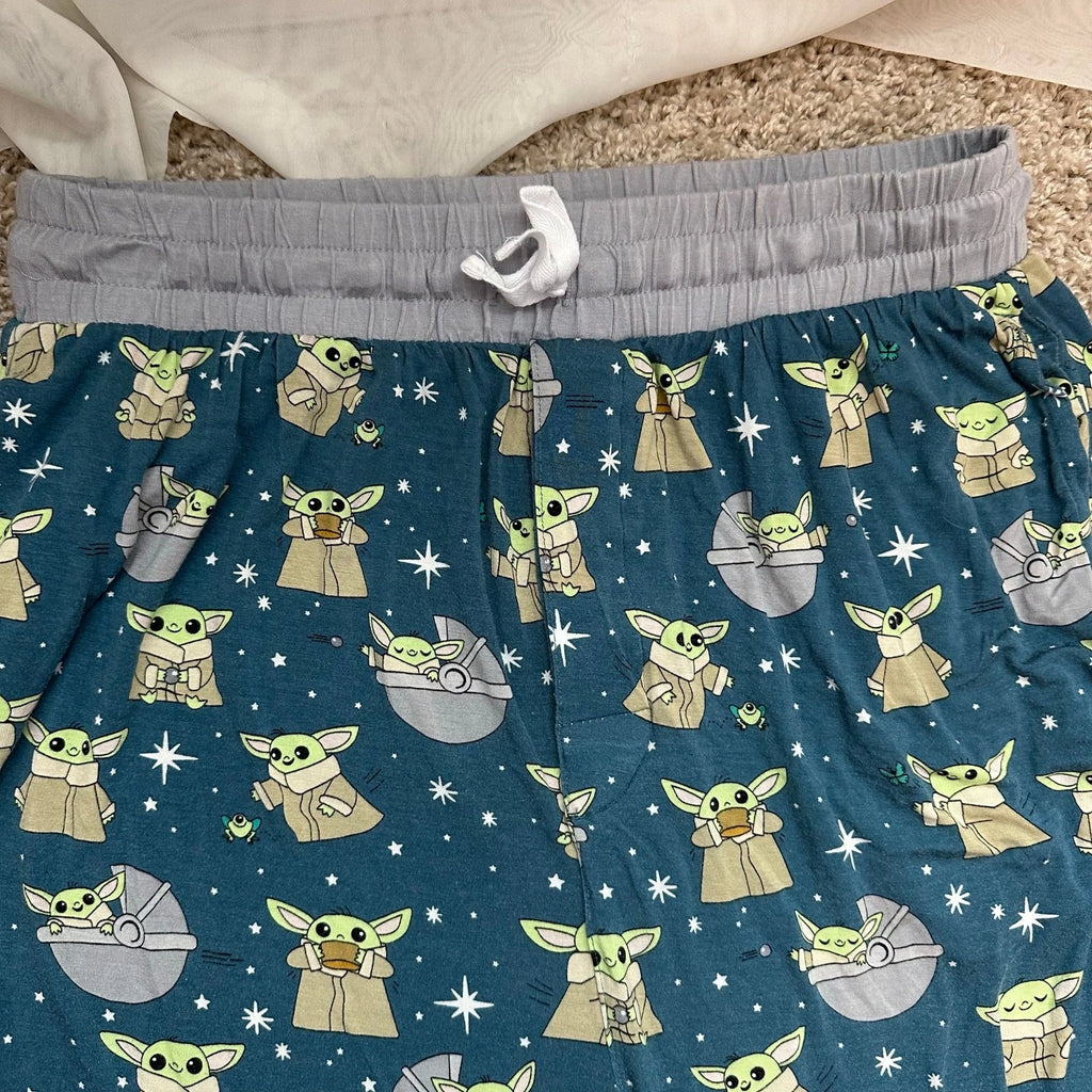Little Sleepies Mens Adult Medium Grogu Star Wars Pajama Set Preowned