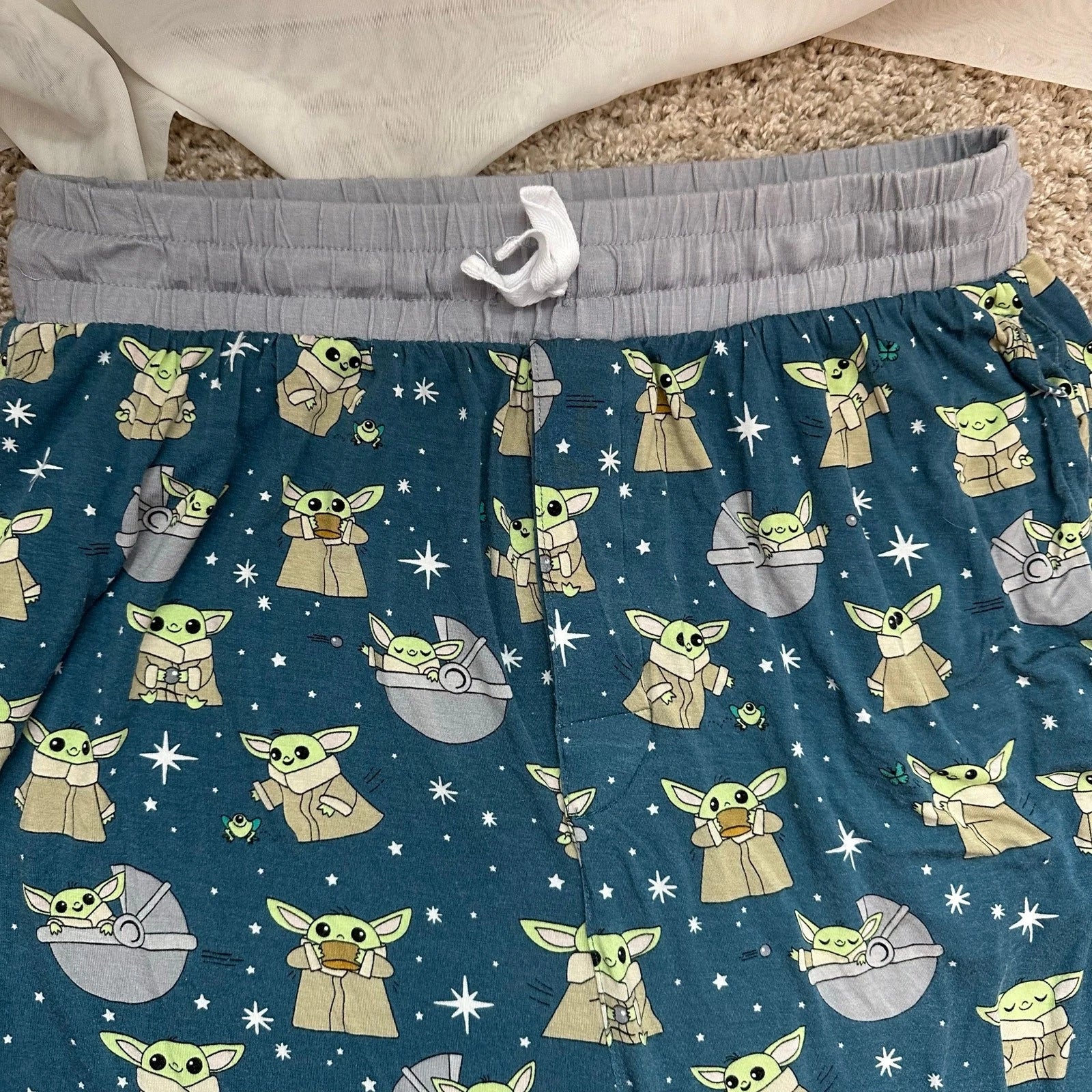 Little Sleepies Mens Adult Medium Grogu Star Wars Pajama Set Preowned