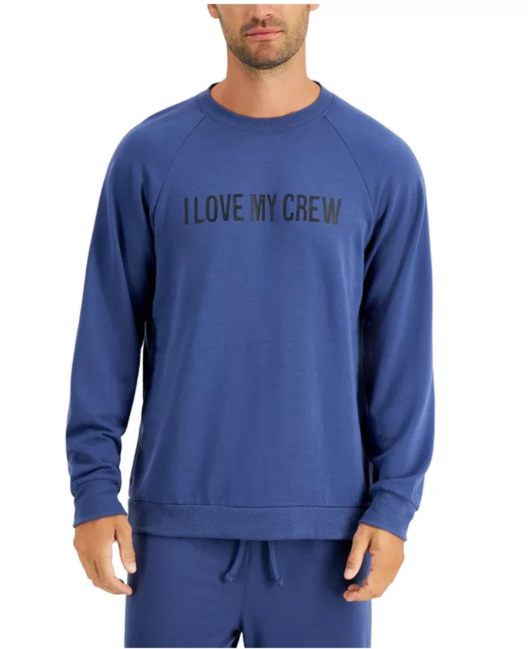 FAMILY PAJAMAS Men's Crew Love Family Pajama Set sz S Small Blue PJs