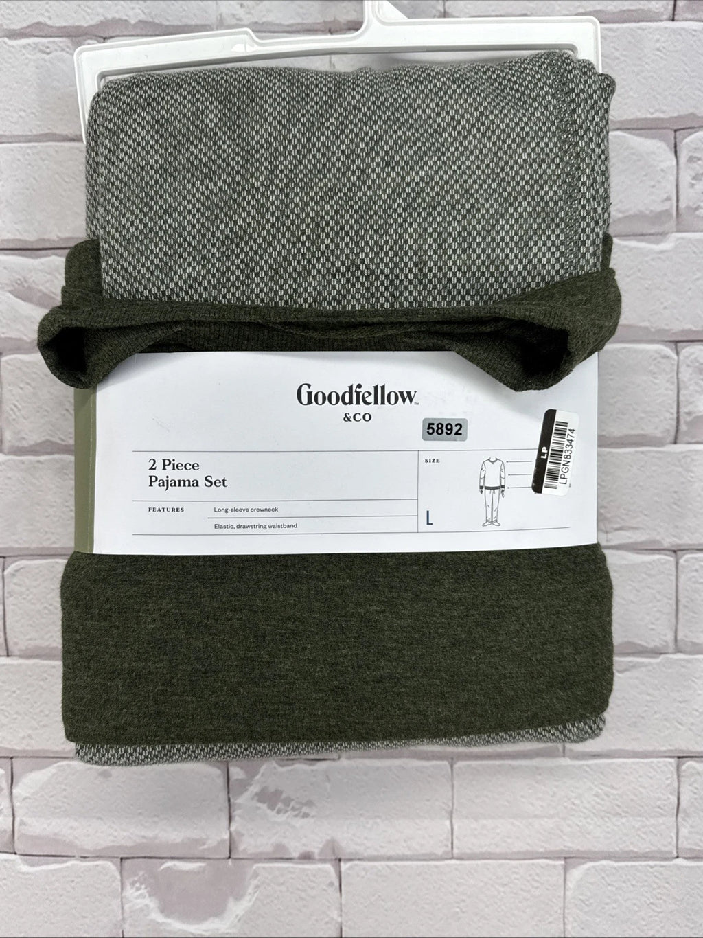 Men’s Solid Elevated Long Sleeve Pajama Set-Goodfellow & Co Olive Green L