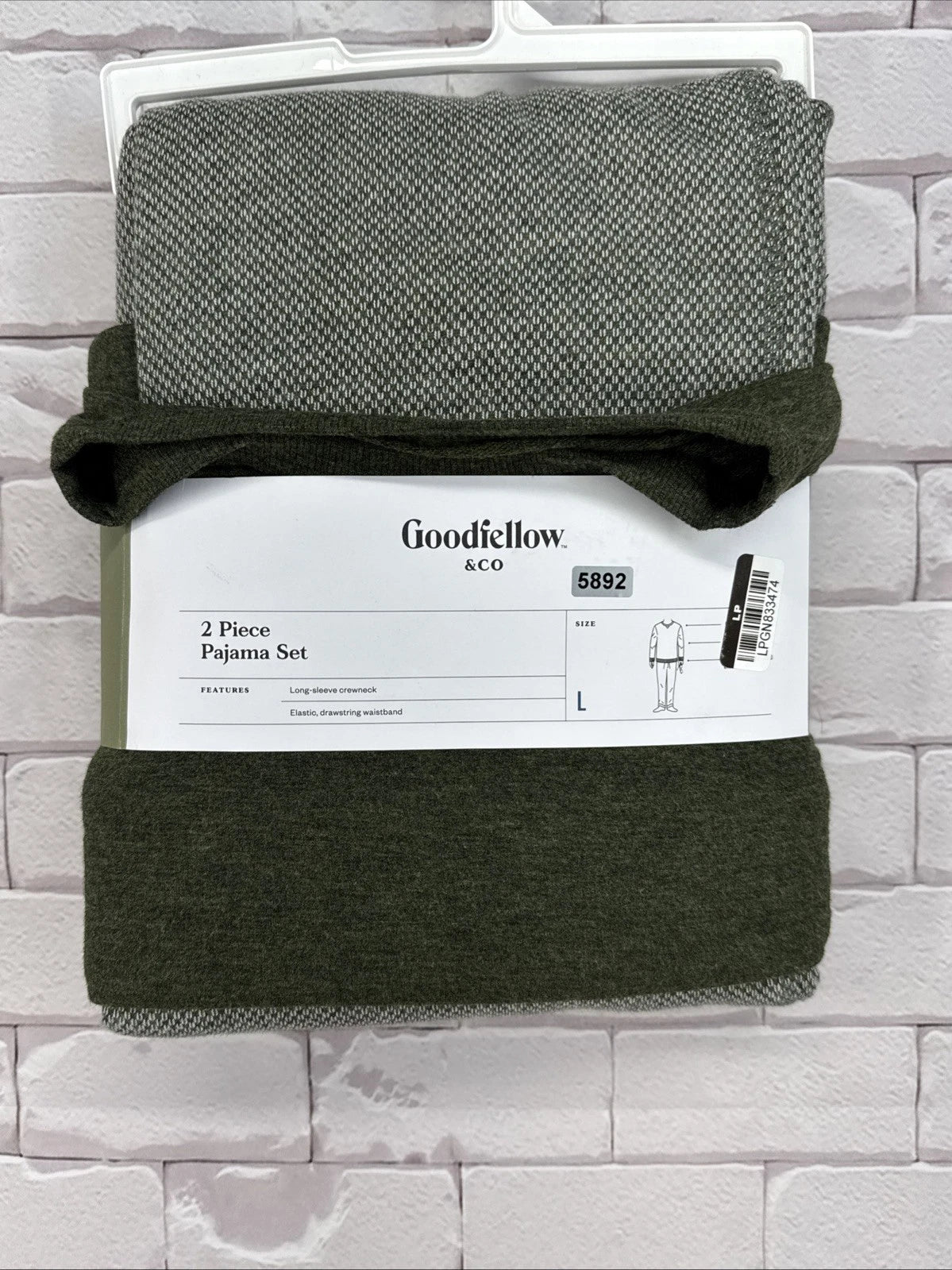 Men’s Solid Elevated Long Sleeve Pajama Set-Goodfellow & Co Olive Green L