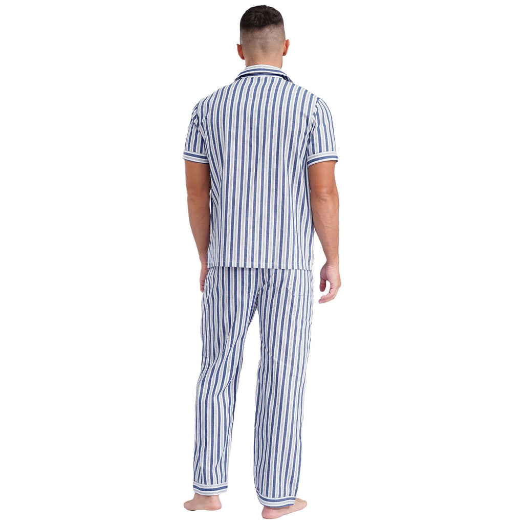 Mens Homewear Sleep Pajama Set Outfit Sleepwear Pockets Nightgown With Pants