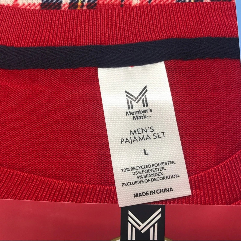 Member's Mark 2 Piece Let It Snow Pajama Set, Men's Size L - Red/Multi