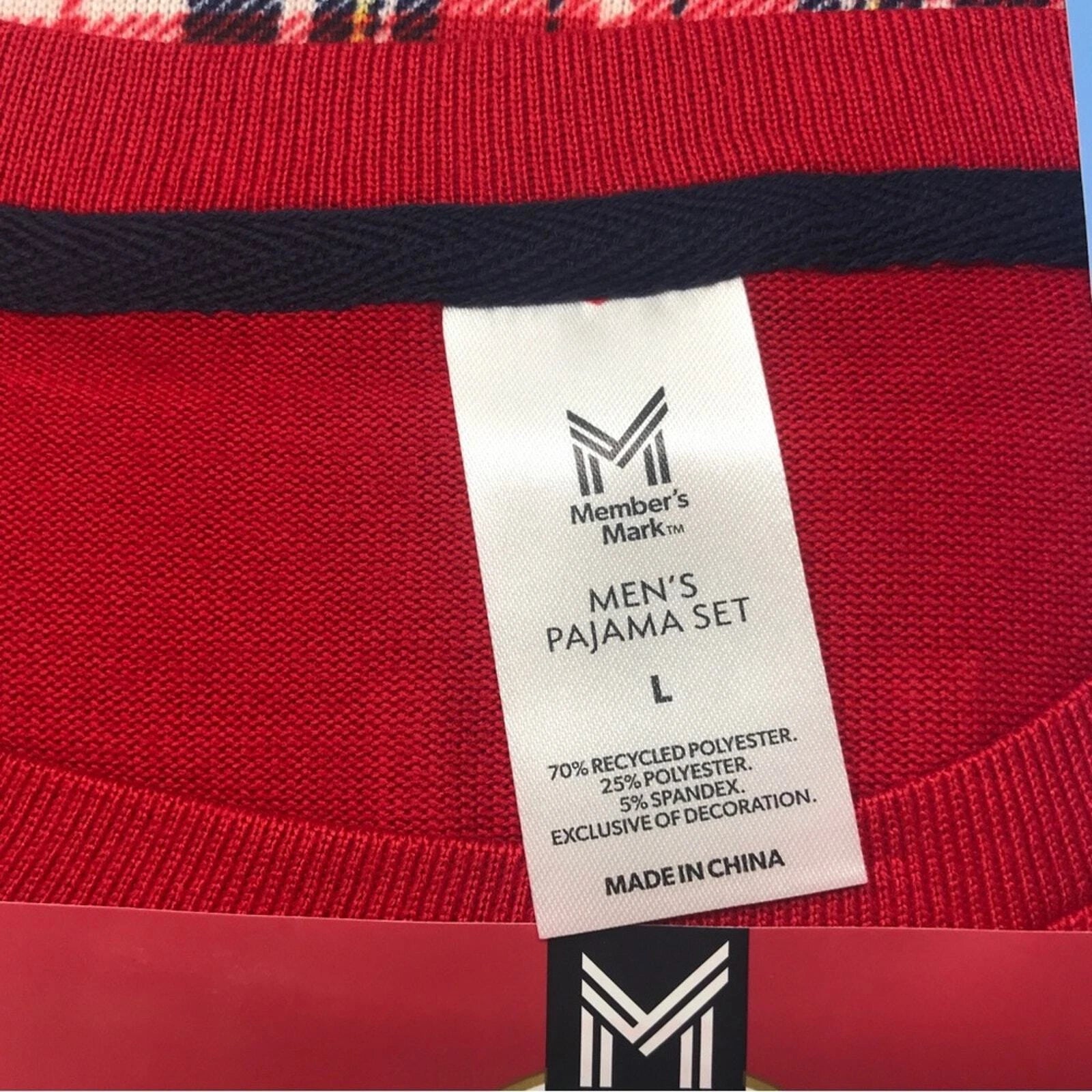 Member's Mark 2 Piece Let It Snow Pajama Set, Men's Size L - Red/Multi